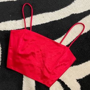 NWT Satin Red Crop Top